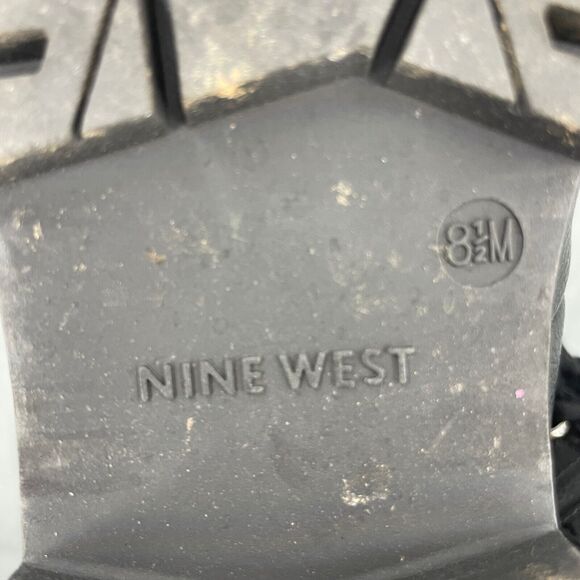 Nine West Vegan Boots Womens 8.5 Faux Fur Block Heel Black Lace Up - Picture 6 of 8